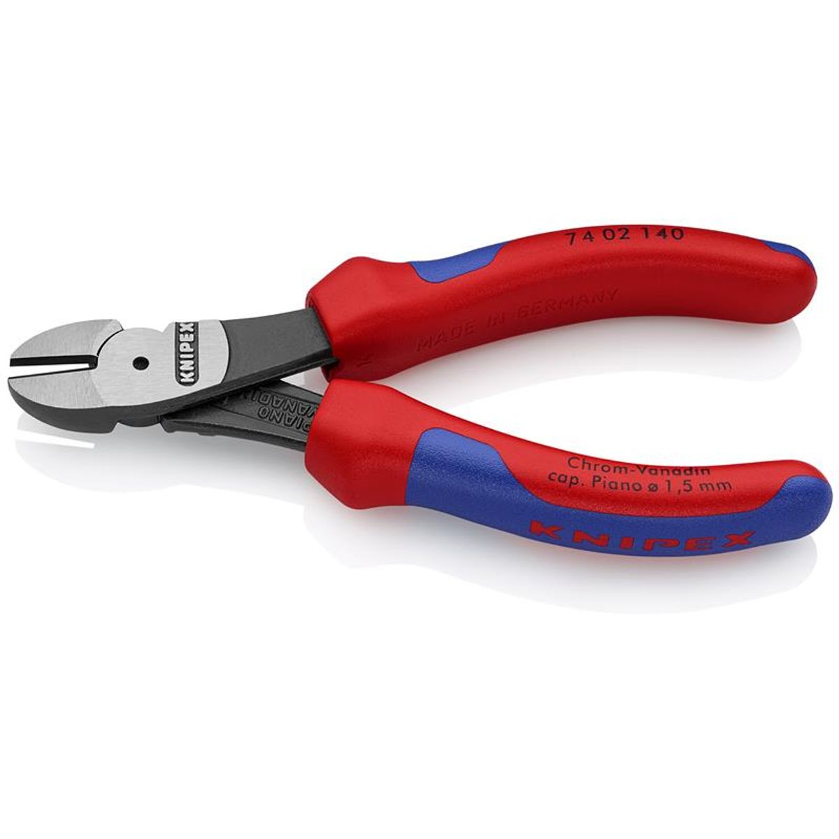 Knipex Kraft-skævbider sort atramenteret, med flerkomponent-håndtag 140 mm