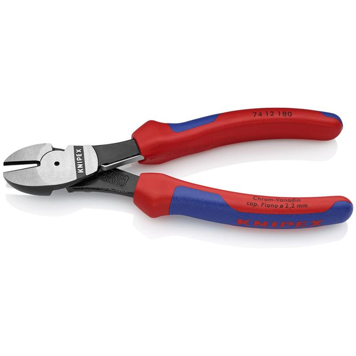 Knipex Kraft-skævbider sort atramenteret, med flerkomponent-håndtag 180 mm