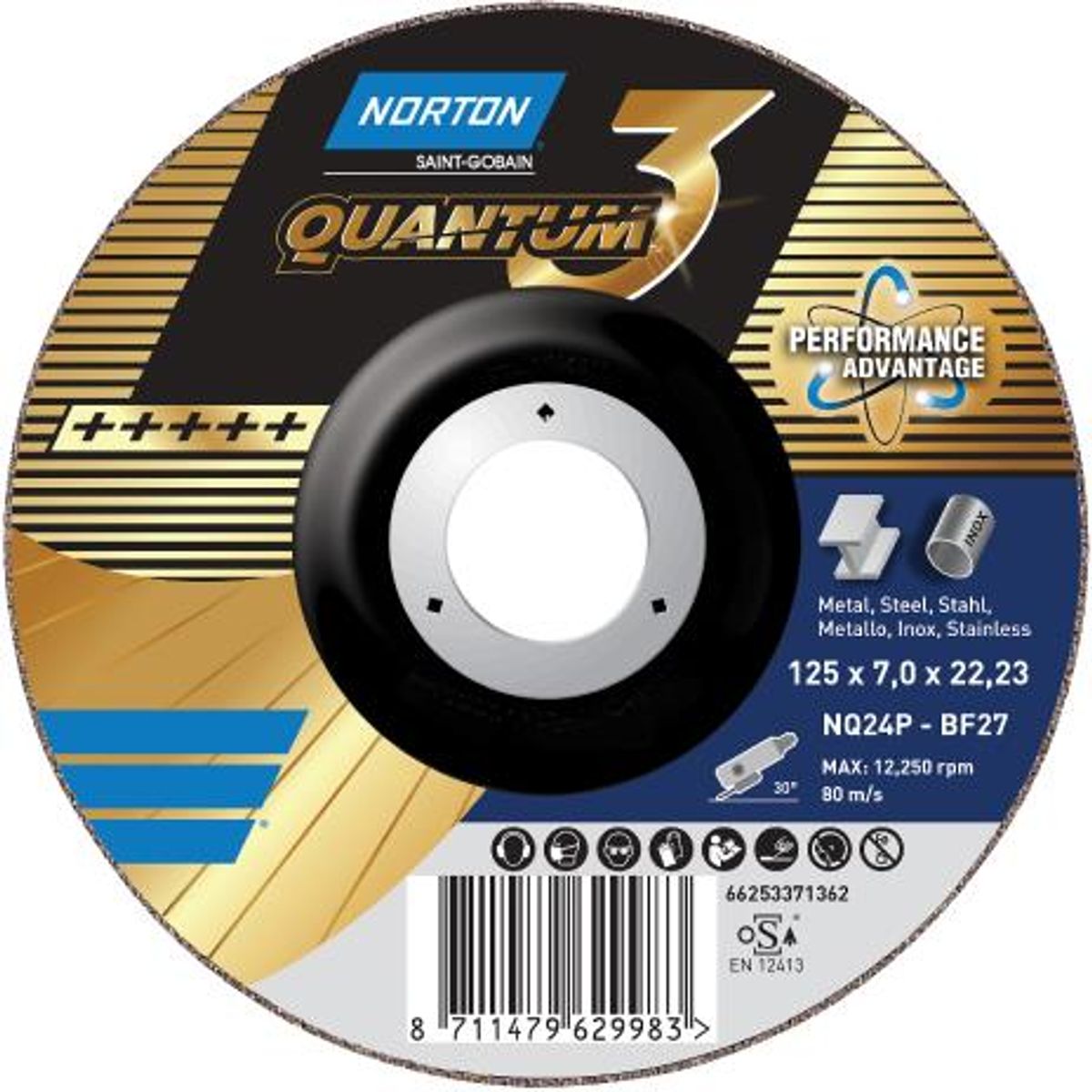 Norton Navrondel til vinkelslibere Quantum 3 - 125x4,2mm