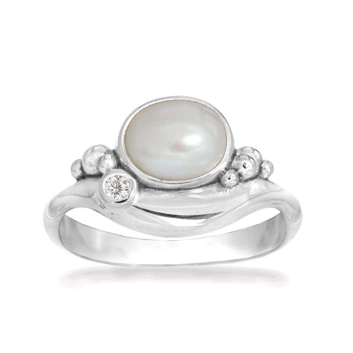 Rabinovich - Sølv ring med hvid perle - Pleasant Pearl - størrelse 56