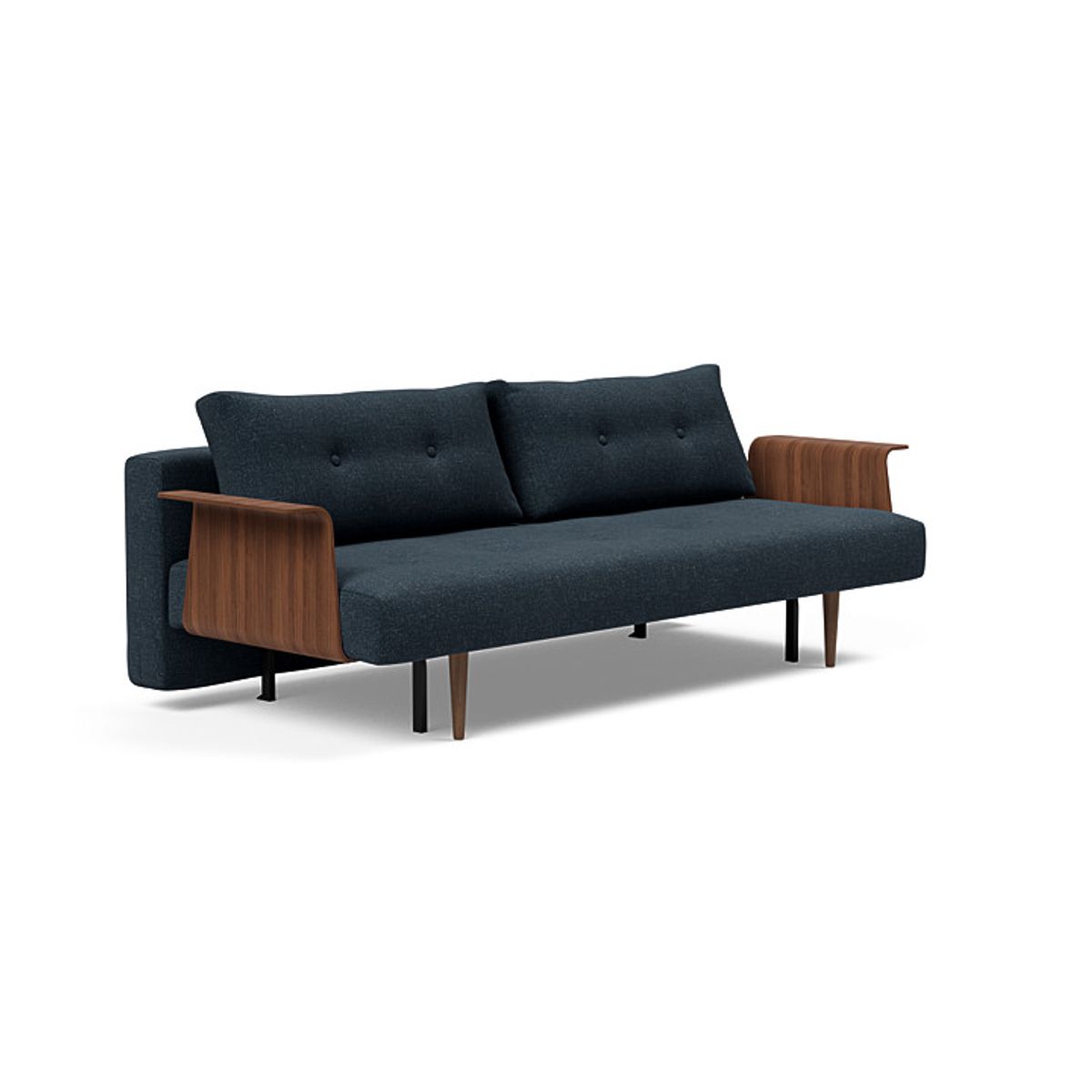 Innovation - Recast Dark Stylletto m/lakeret valnød arm 140x200 cm - farve 515 eller 536