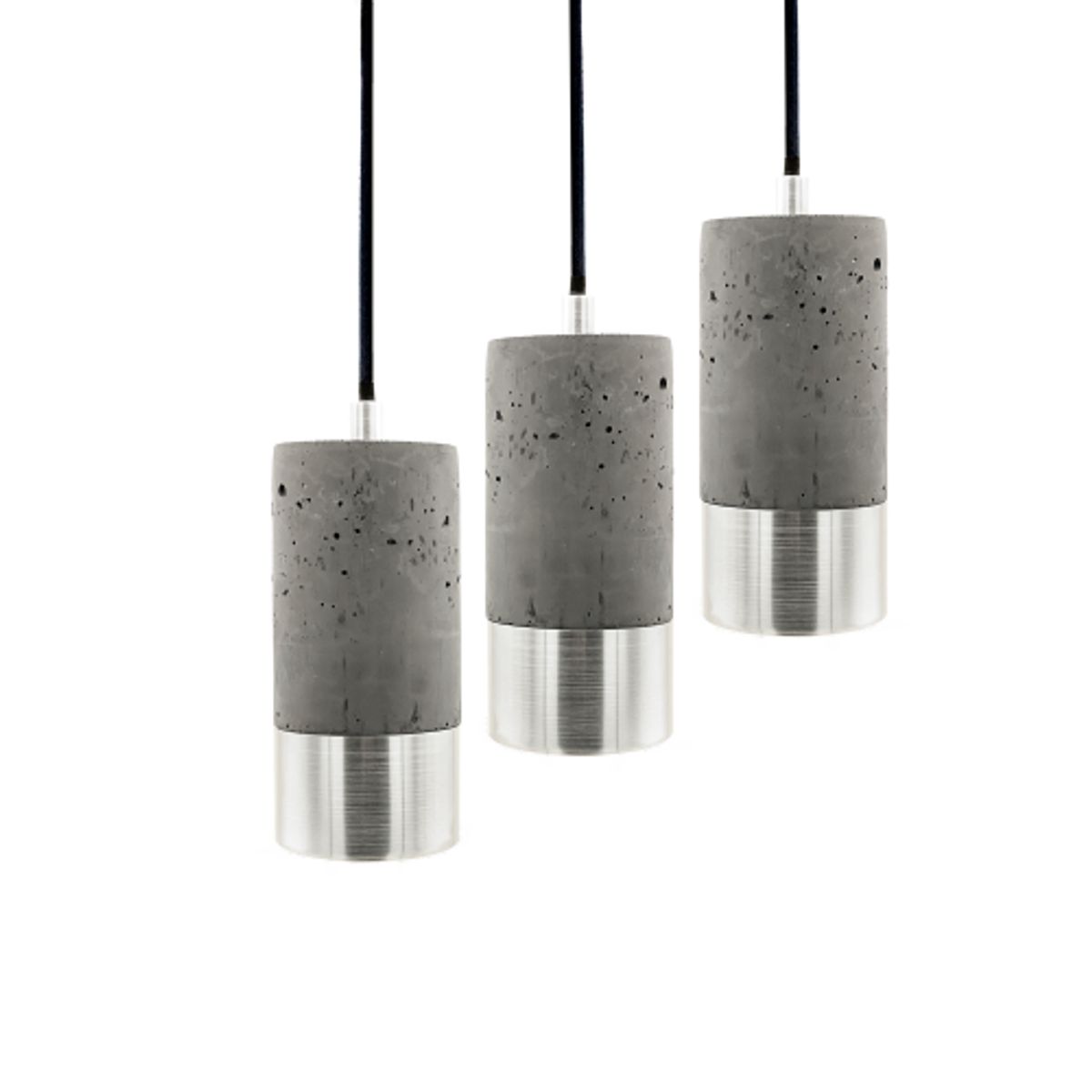 Mørk betonlampe aluminium (3 styks) GU10 fatning