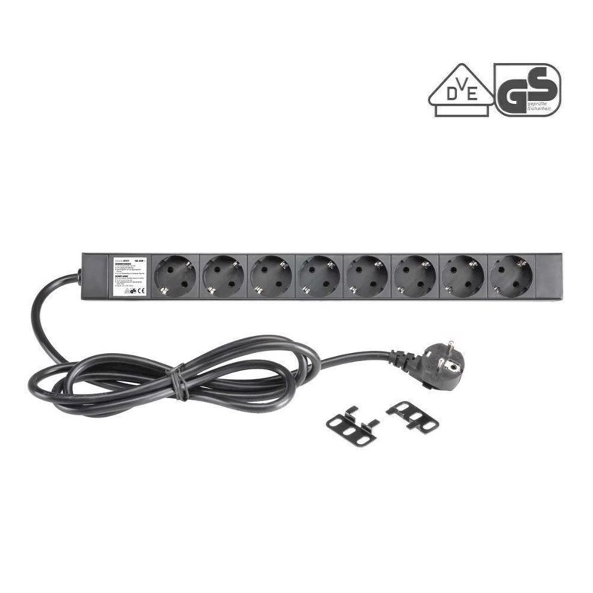 Adam Hall 19" Mains Power Strip 8 Sockets, VDE-certified - 87471