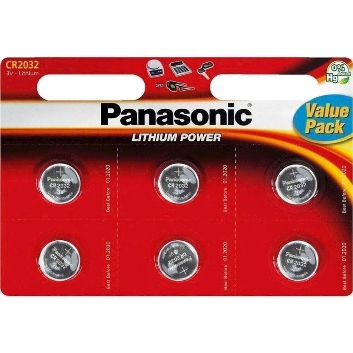 Batteri lithium (x6) - CR-2032/6 - PANASONIC