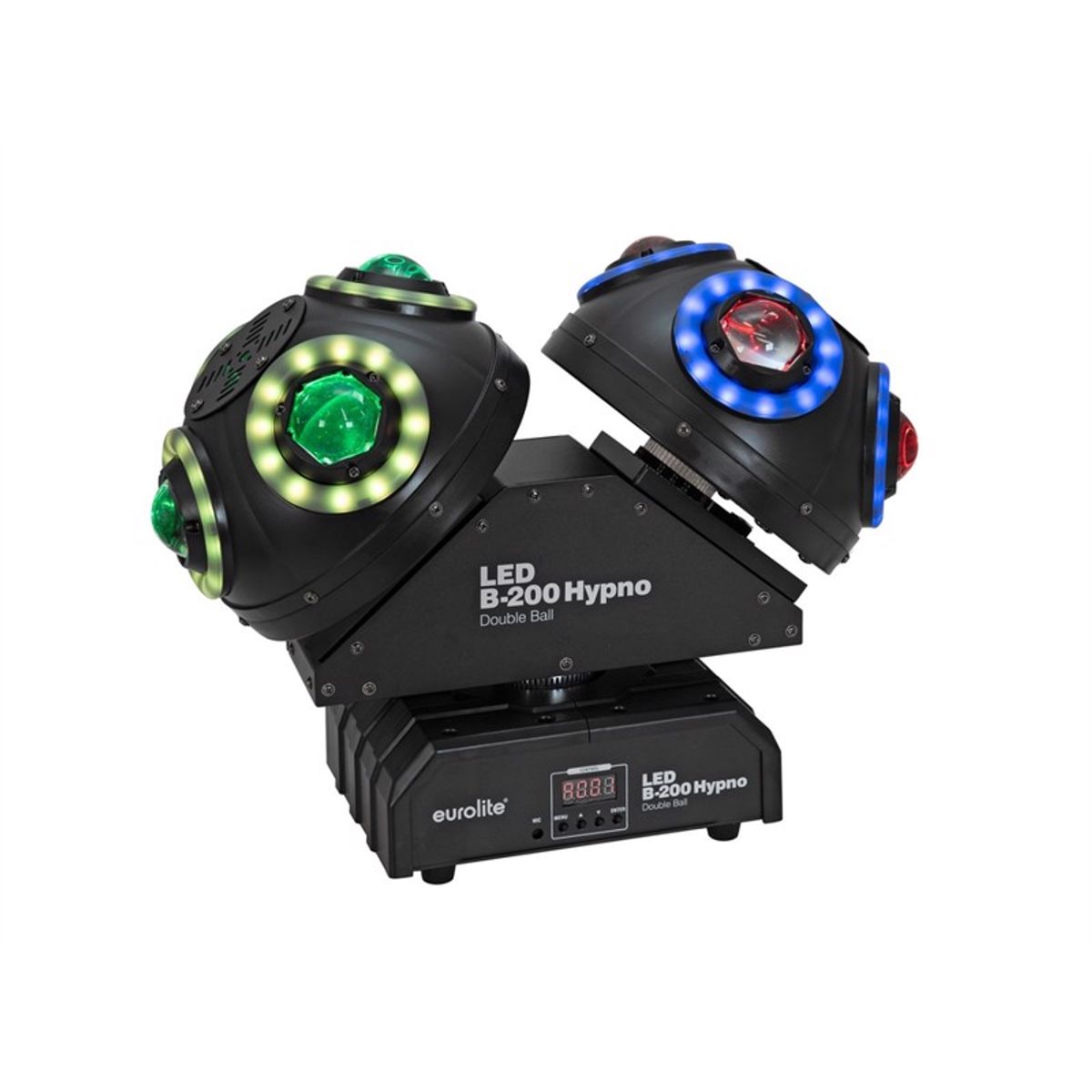 EUROLITE LED B-200 Hypno Double Ball Beam Effect, 8 x 10 Watt RGBW / 96 kraftige LED'er 0,2 W RGB