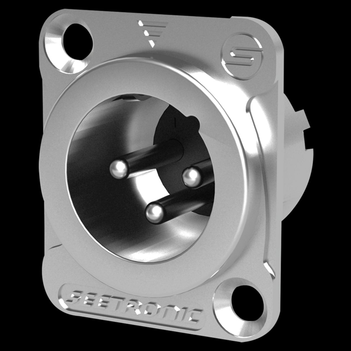 Seetronic XLR 3P Chassis - male Silver contacts - nickel housing