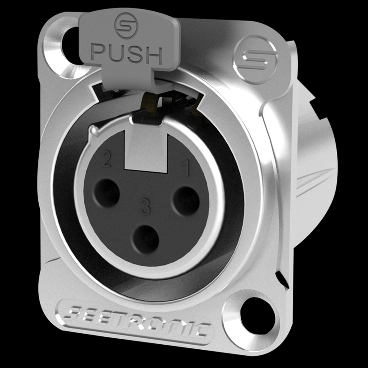 Seetronic XLR 3P Chassis - female Silver contacts - nickel housing