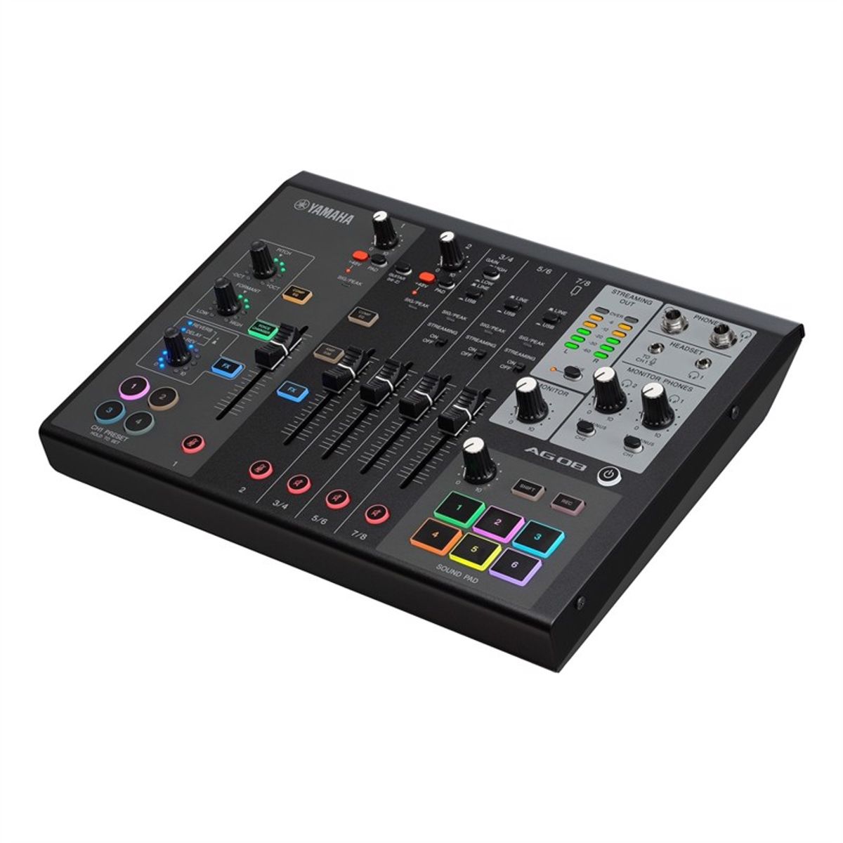 YAMAHA AG08BL - 8 ch live streaming mixer med USB & Sofware, Sort