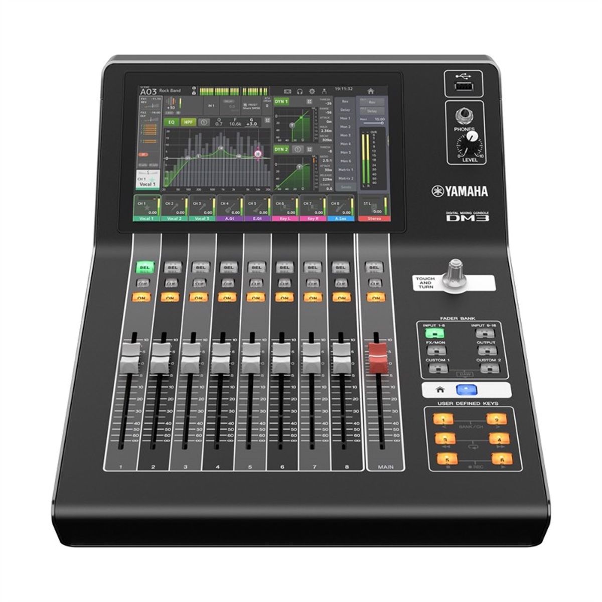 YAMAHA DM3 - Digital mixer, 16 + 1 ST, 2 FX Return. 6 AUX, 2 MTRX, 2 FX. Dante version.