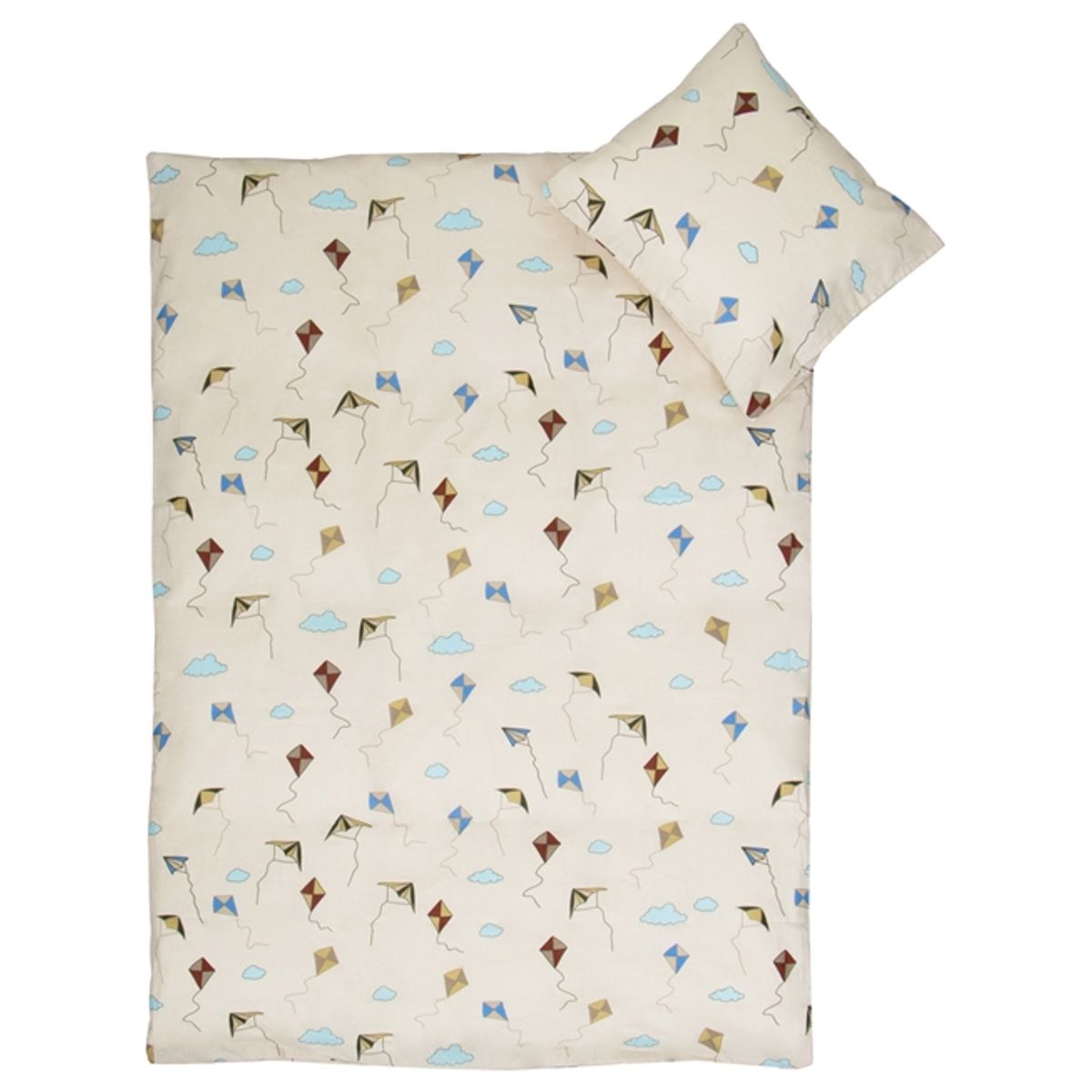 Baby sengetøj 70x100 cm - Beige med dragefly - 100% bomulds sengesæt