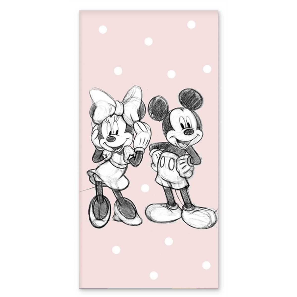 Badehåndklæde - 70x140 cm - Mickey og Minnie - 100% Bomuld