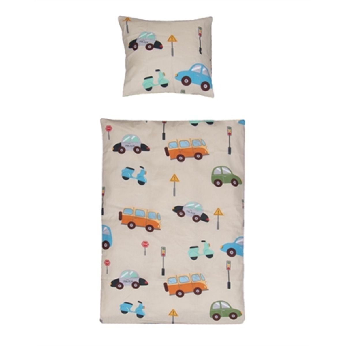 Baby sengetøj med biler - 70x100 cm - OEKO-TEX ® Certificeret - 100% Bomulds sengesæt