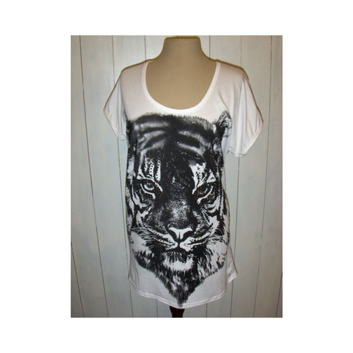 Bluse med print hvid