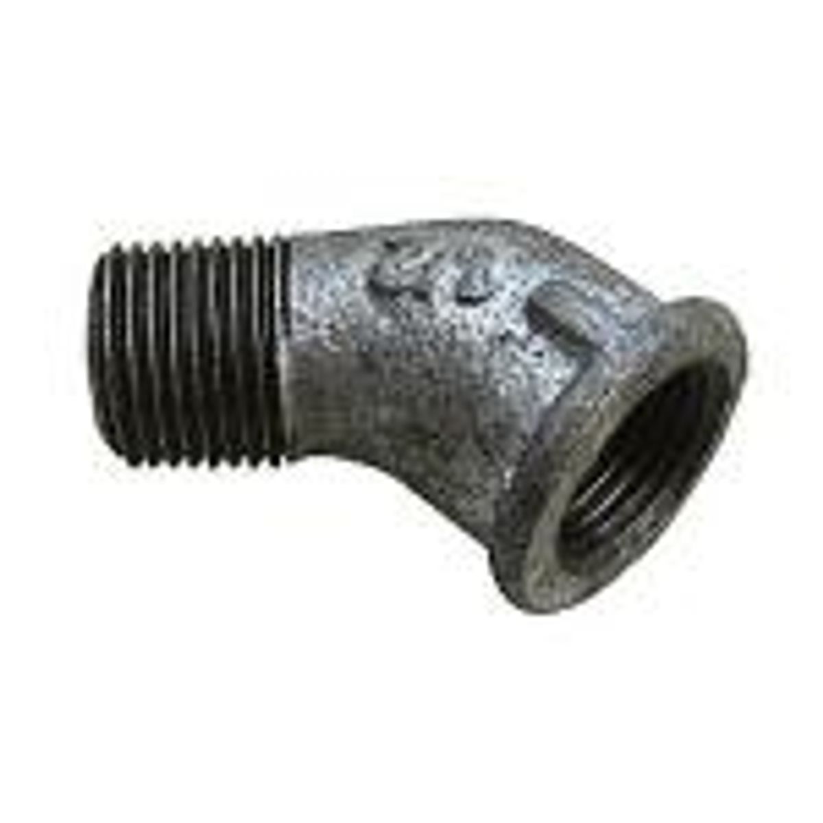 1 1/4" Galvaniseret Vinkel 45gr. Muffe/nippel