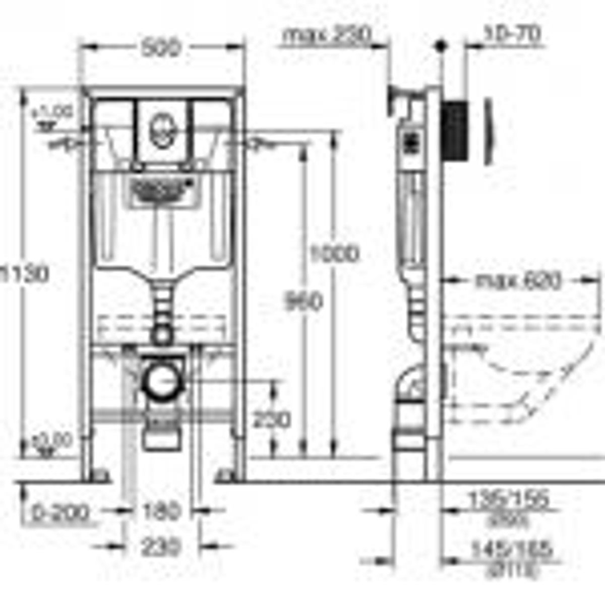 Grohe Rapid SL indbygningscisterne 113 cm, trykplade i krom