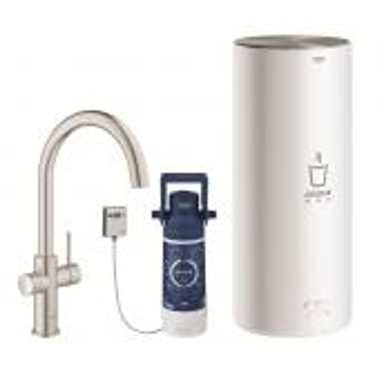 Grohe Red II Duo køkkenarmatur med C-tud & kedel str. L. Supersteel