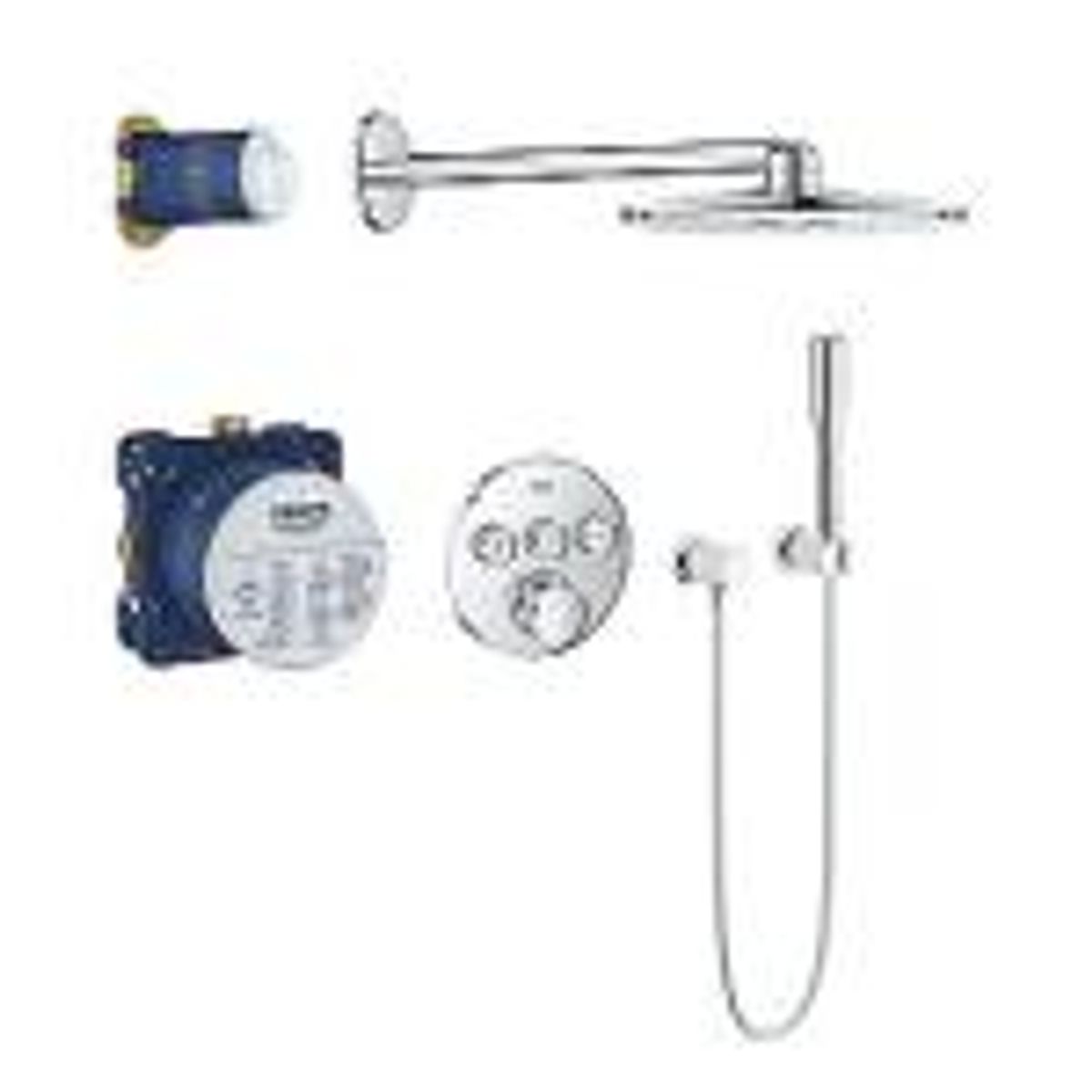 Grohe Smartcontrol Sampak 3 funktioner. Rund. Rapido smartbox, hovedbruser 310mm, håndbruser, slange, indbygningstermostat