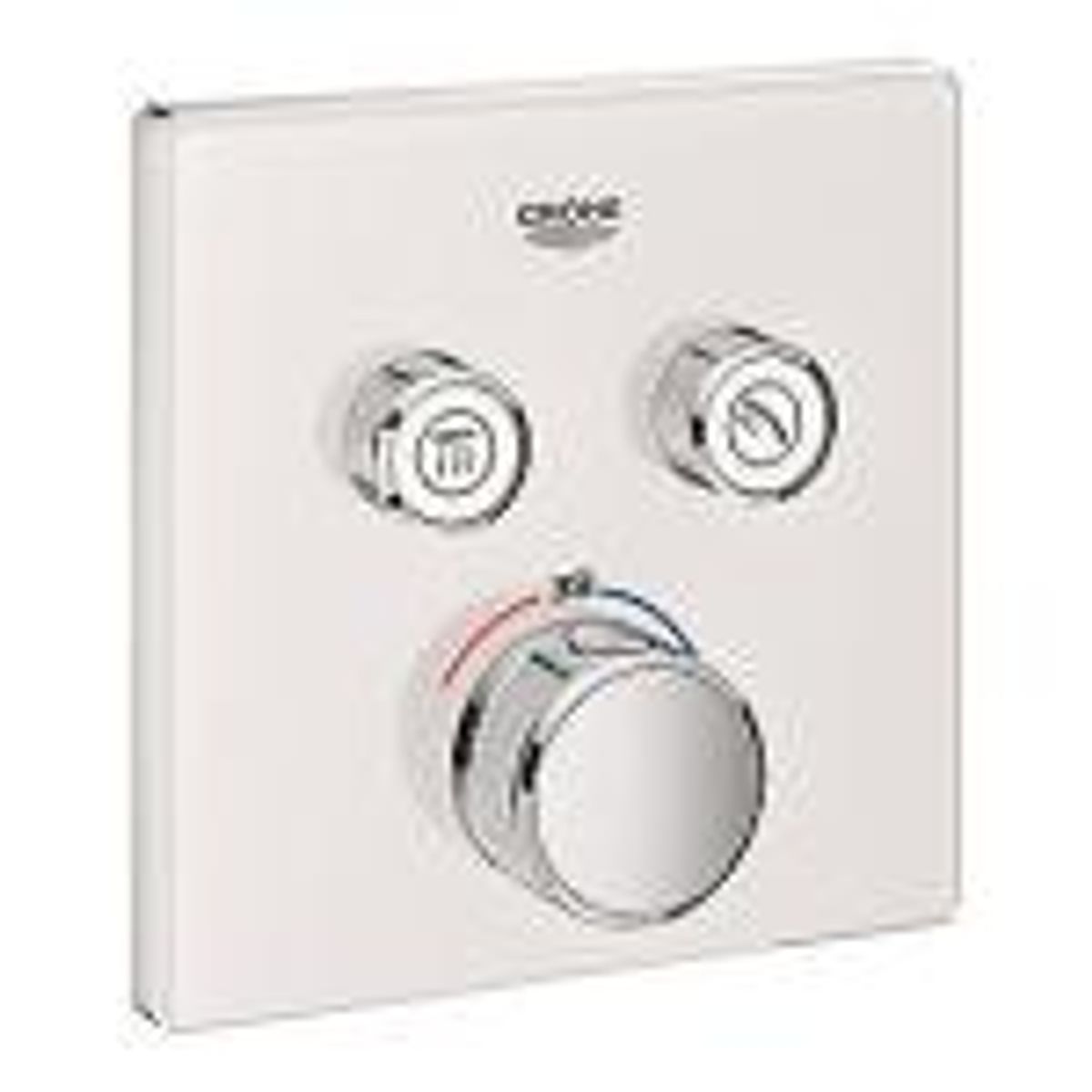 GROHE SmartControl termostatarmatur til indbygning med to ventiler. Hvidt glas 2SC