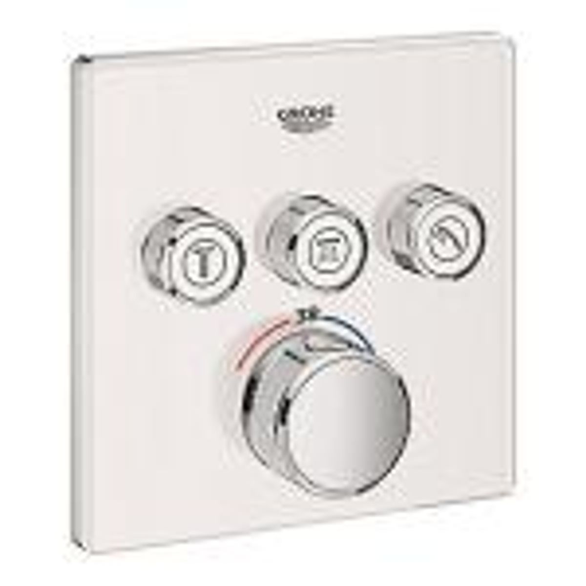 GROHE SmartControl termostatarmatur til indbygning med tre ventiler. Hvidt glas 3SC