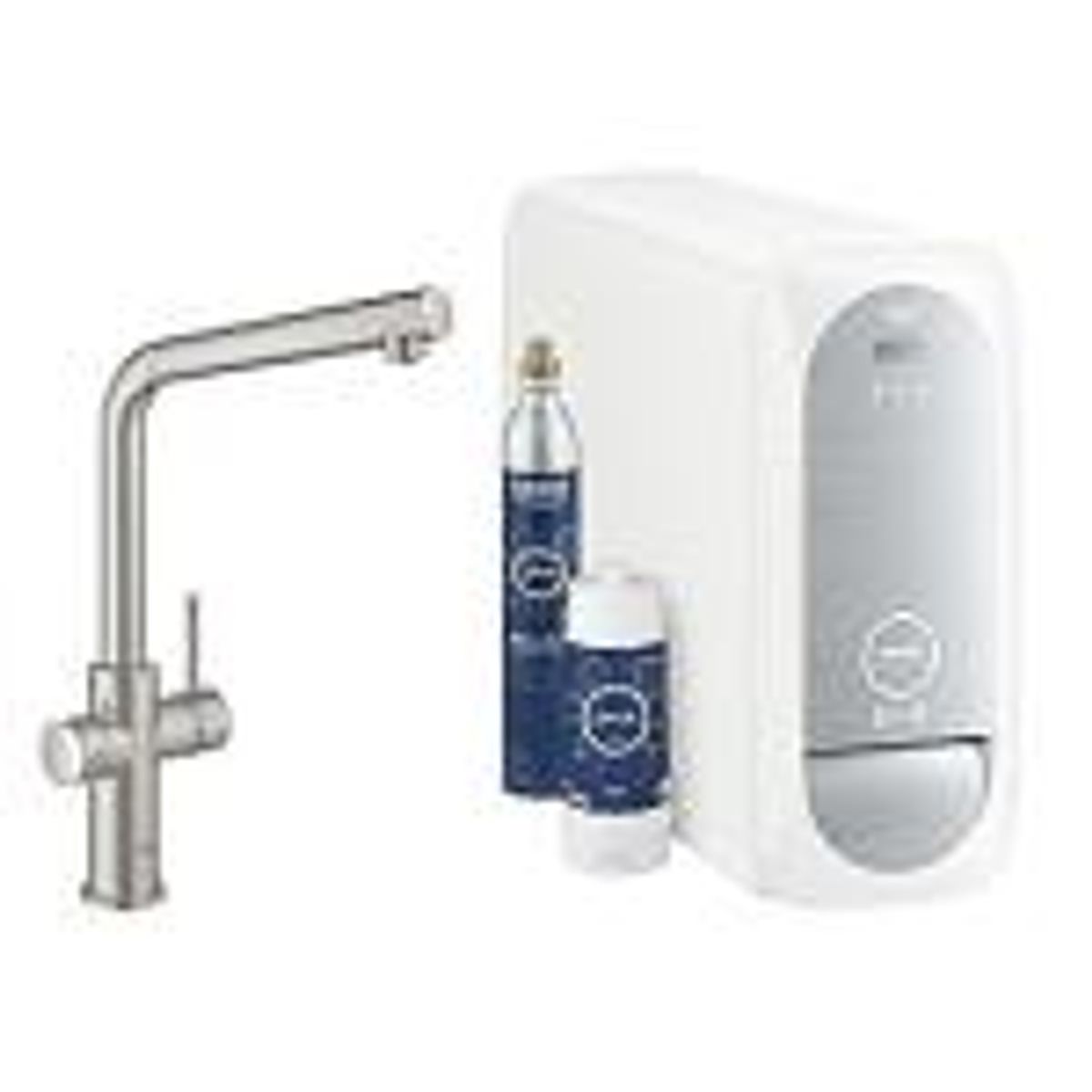 GROHE Blue Home Køkkenarmatur med køler starter kit. L-tud. Supersteel