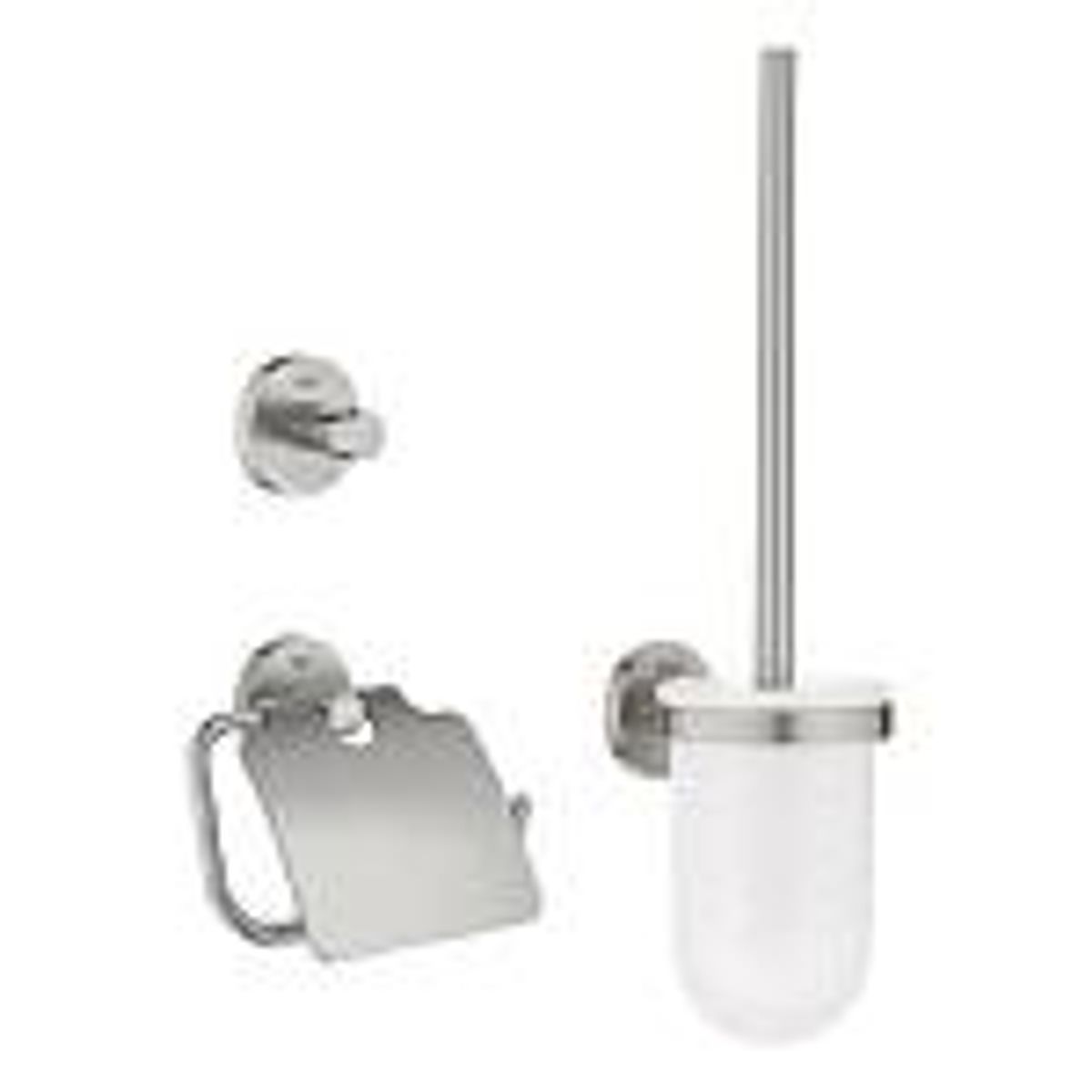 GROHE Essentials tilbehørssæt 3 i 1, børstesæt, papirholder, krog Supersteel