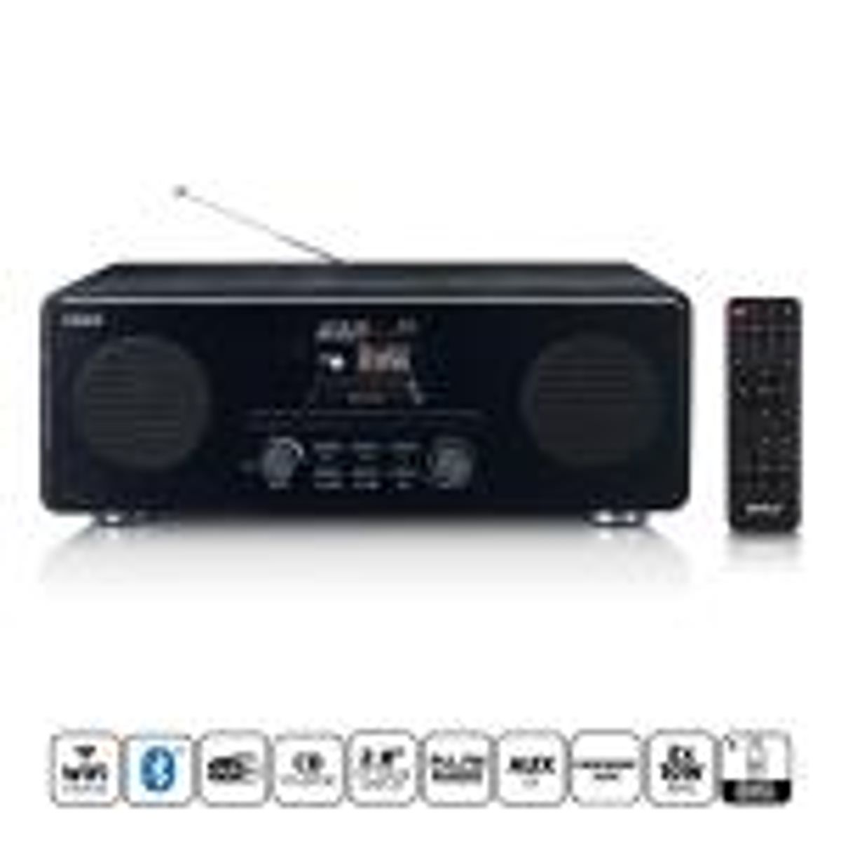 Lenco Internet / DAB+ / FM-radio med cd-afspiller og Bluetooth ® Sort