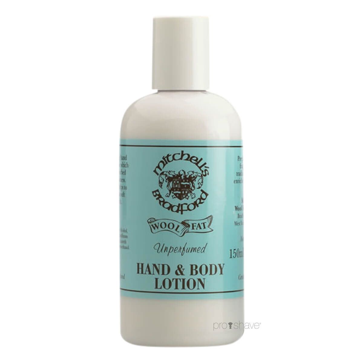 Mitchell's Wool Fat Hand & Bodylotion, Uparfumeret, 150 ml.