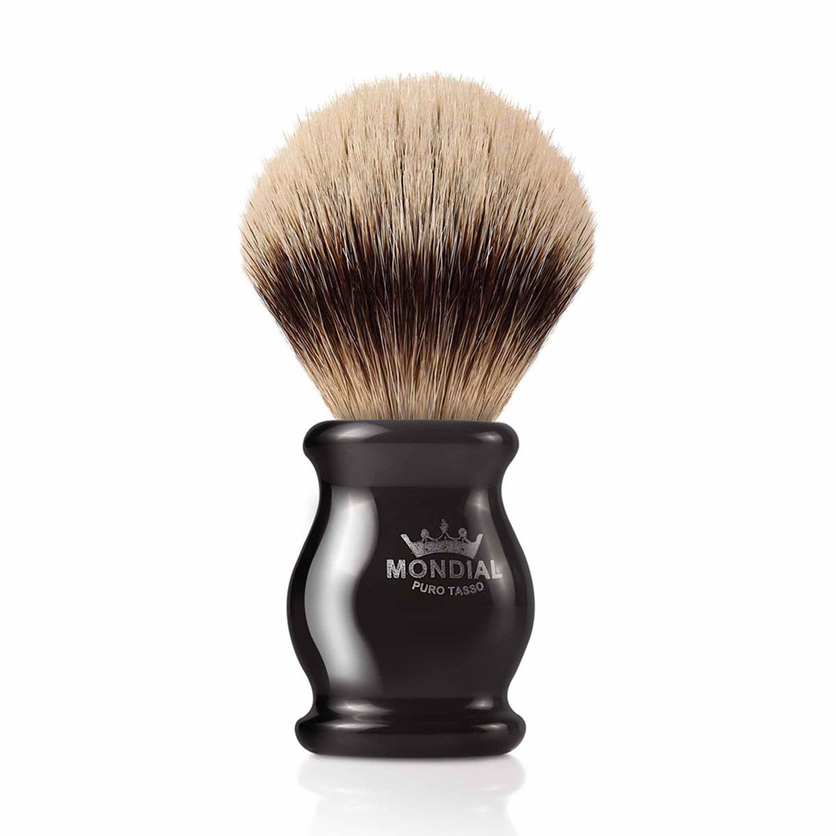 Mondial Silvertip Badger Barberkost, Ebony, 22 mm, Sort kunstharpiks