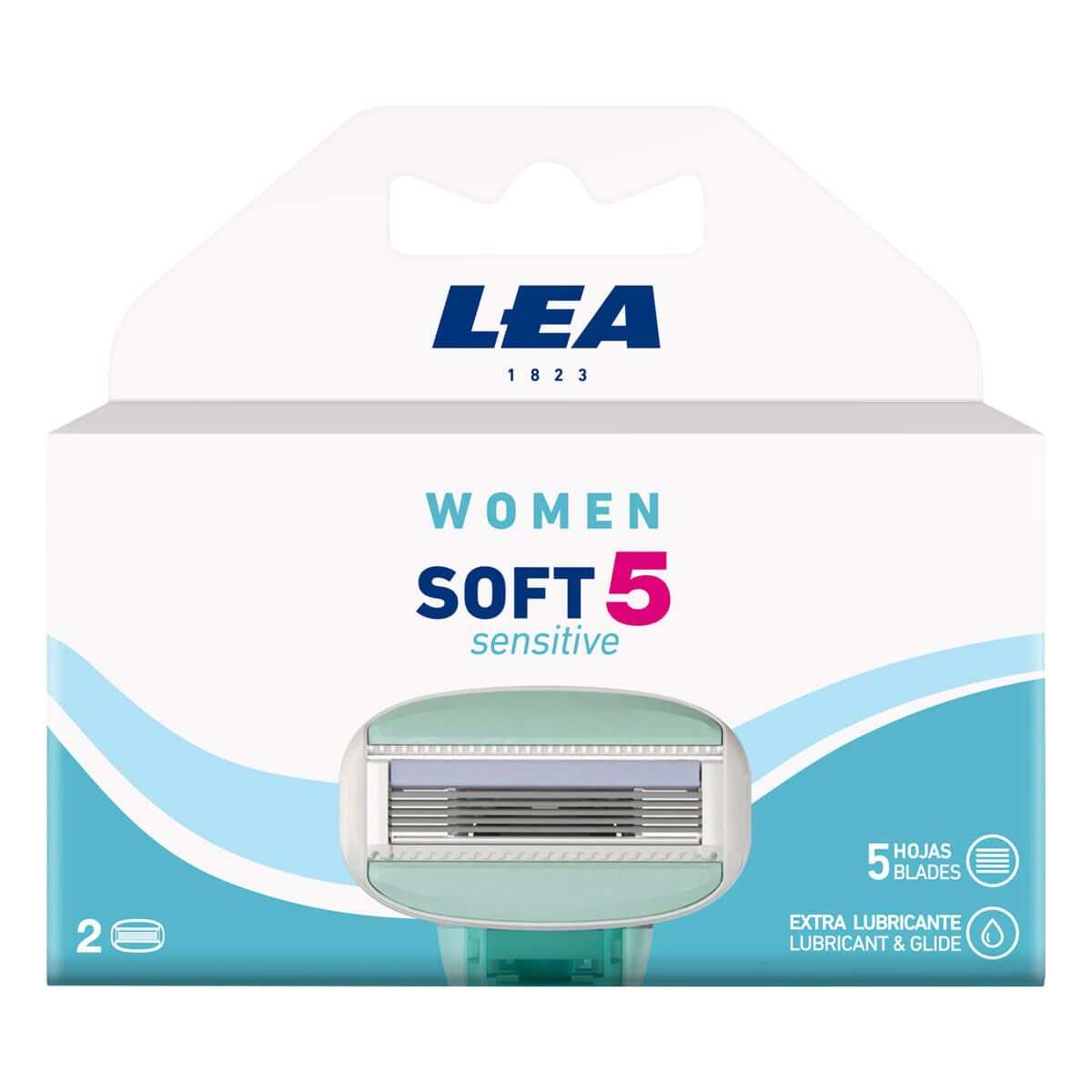 LEA Soft 5 Sensitive, Pakke med 2 ekstra barberblade (5 klinger), Women