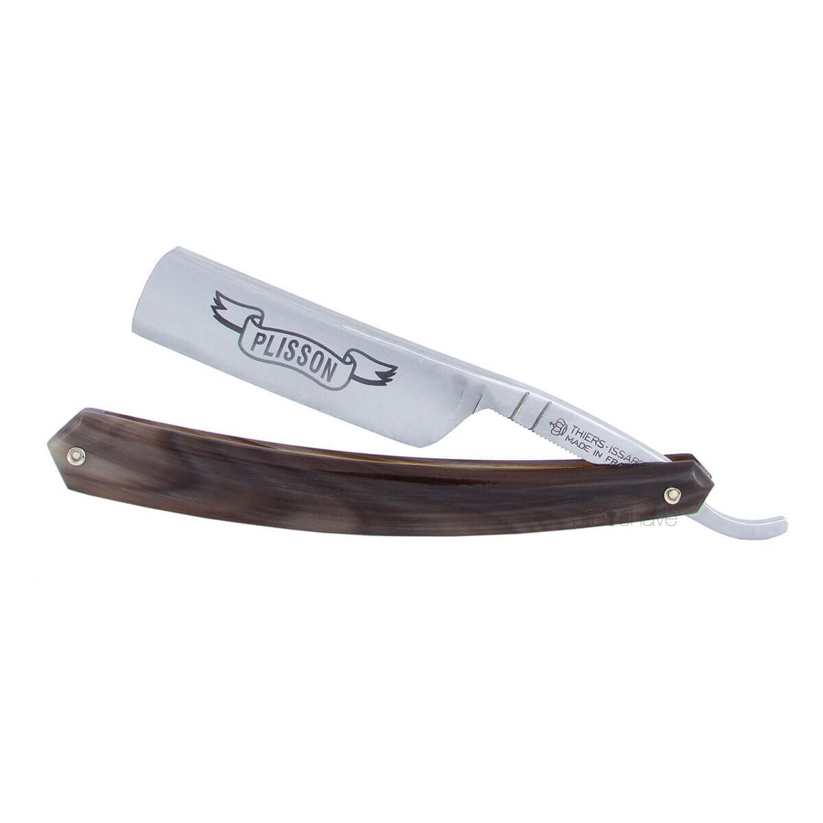 Plisson Straight Razor, 6/8 Round Nose, Horn