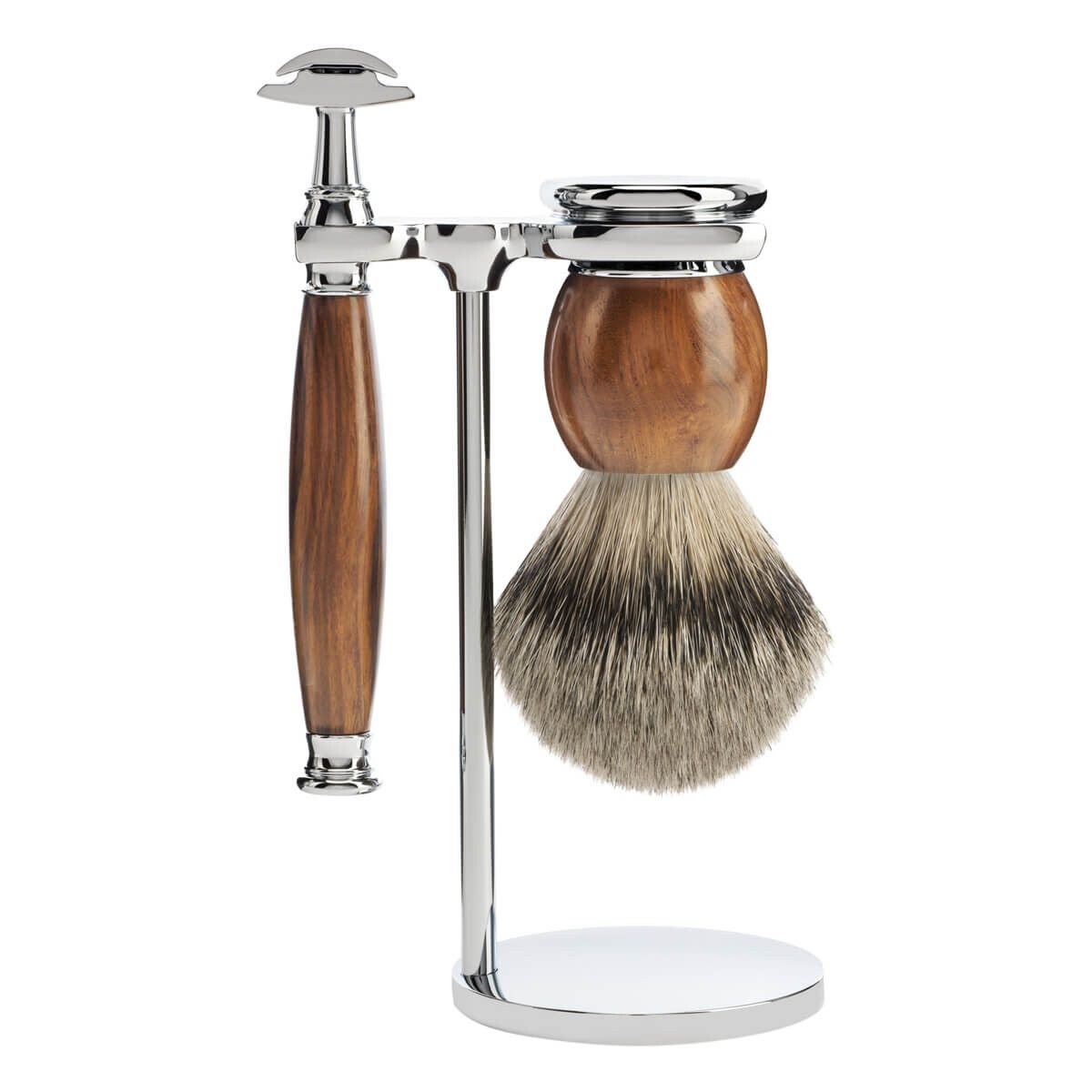 Mühle Barbersæt med DE-skraber, Barberkost og Holder, Sophist, Ironwood