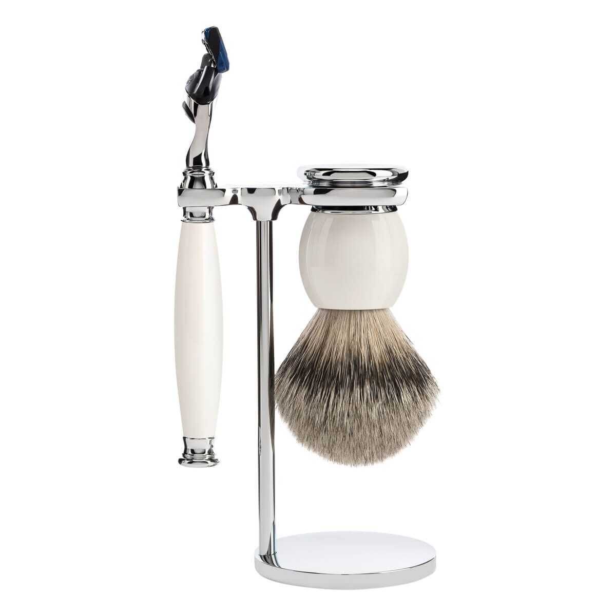 Mühle Barbersæt med Skraber, Silvertip Barberkost og Holder, Sophist, Porcelæn