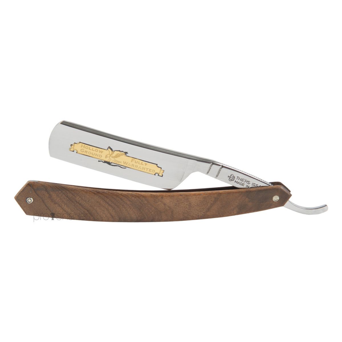 Thiers-Issard Straight Razor, 6/8 Round Nose, Eagle, Valnøddetræ