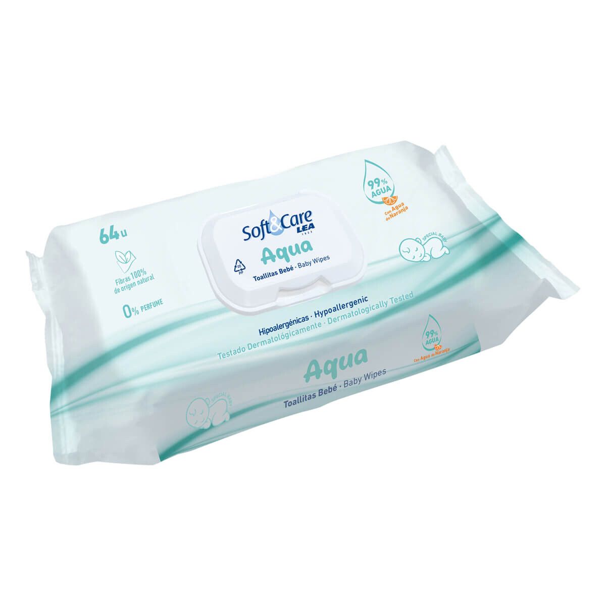 LEA Soft & Care Wet Wipes, Parfumefri, 64 stk.