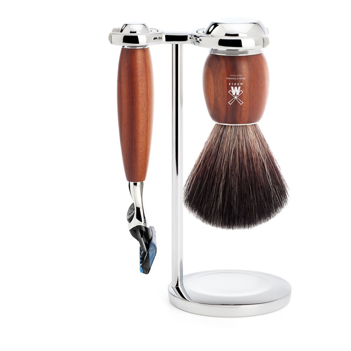 Mühle barbersæt med Fusion Skraber, Barberkost og Holder, Vivo, Blommetræ