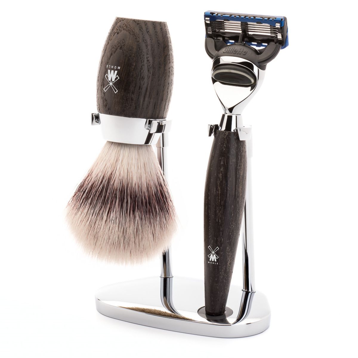 Mühle barbersæt med Skraber, Fibre Barberkost og Holder, Kosmo, Moseeg