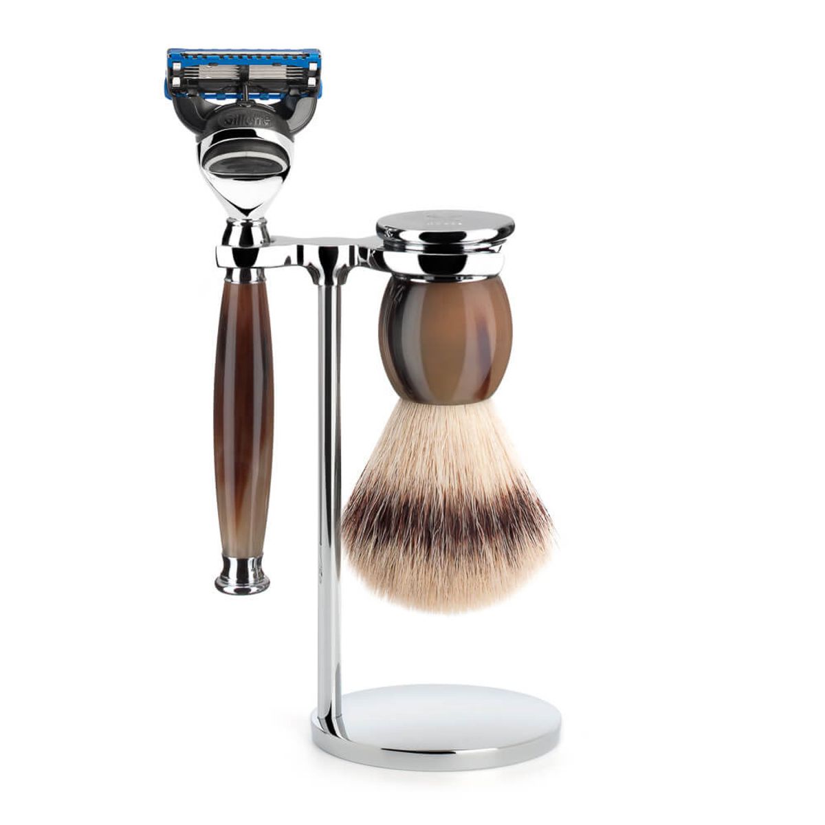 Mühle Barbersæt med Skraber, Barberkost og Holder, Sophist, Genuine Horn