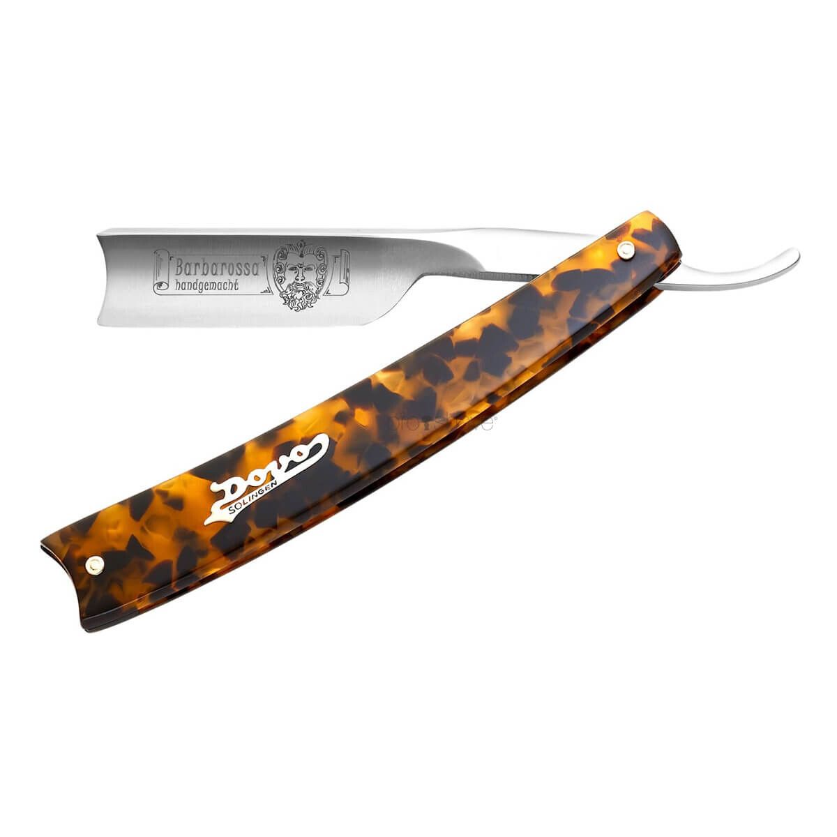 Dovo Straight Razor 5/8, Spanish point, Barbarossa, Kort, Imit. skildpaddeskjold