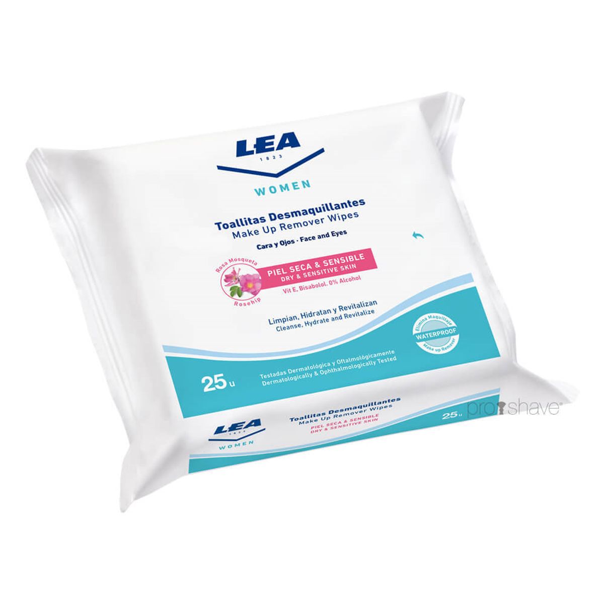 LEA Make Up Remover Wipes Rosehip, Dry and Sensitive Skin, 25 stk.