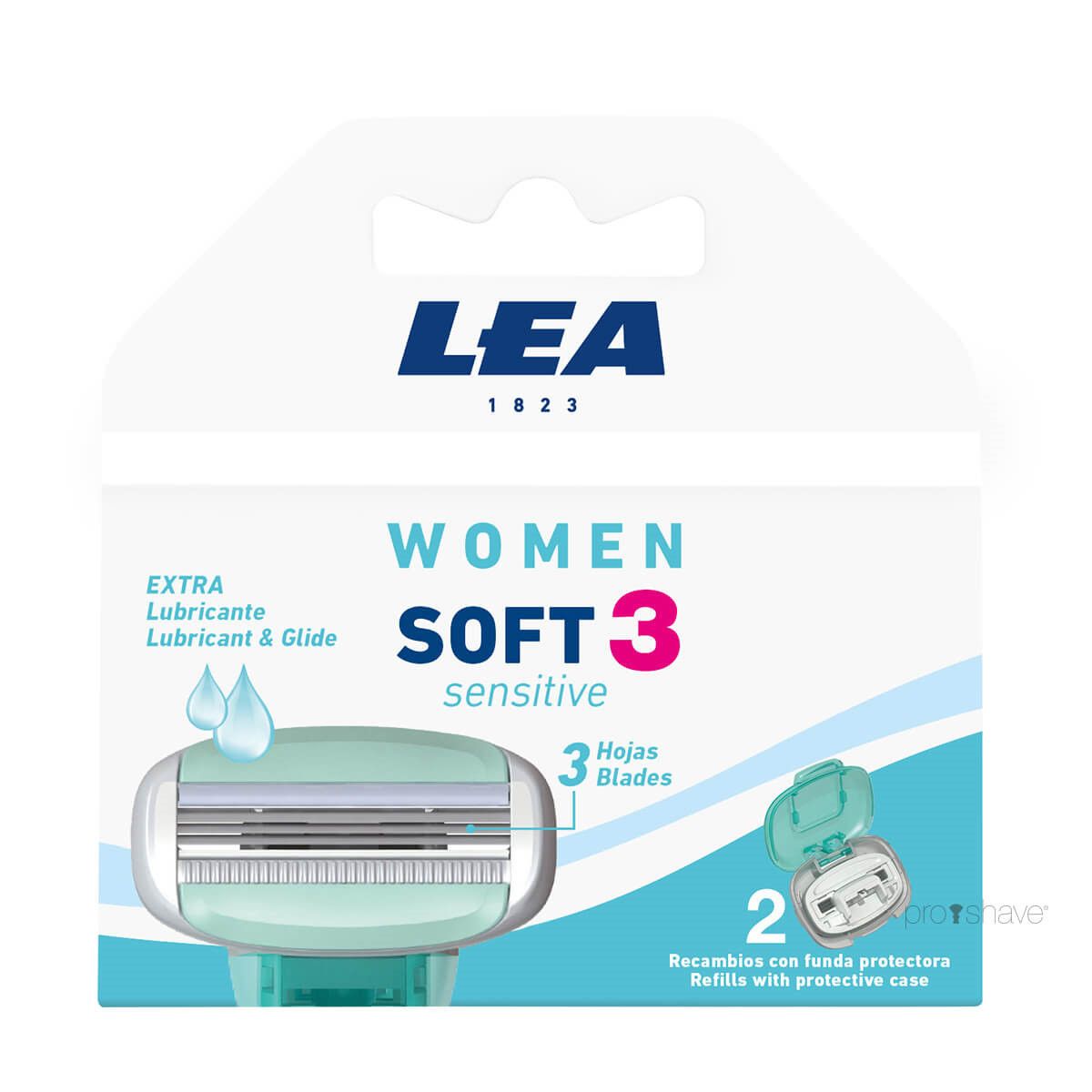 LEA Soft 3 Sensitive, Pakke med 2 ekstra barberblade (3 klinger), Women