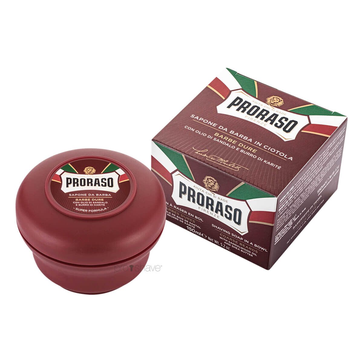 Proraso Barbersæbe i skål - Nourishing, Sandeltræsolie og Sheasmør, 150 ml.