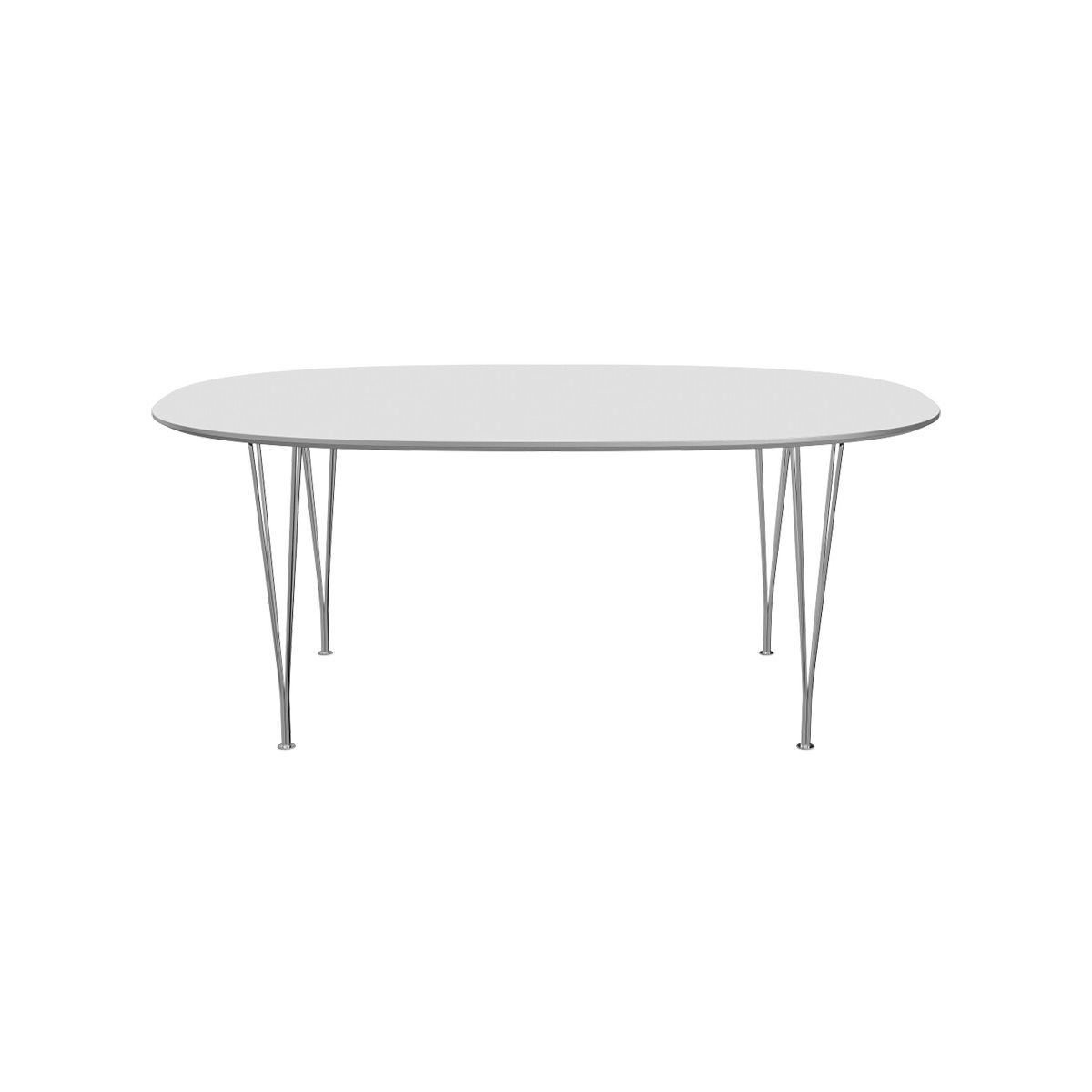 Piet Hein B613 Spisebord, 180 x 120 cm fra Fritz Hansen (Hvid laminat m. alukant)