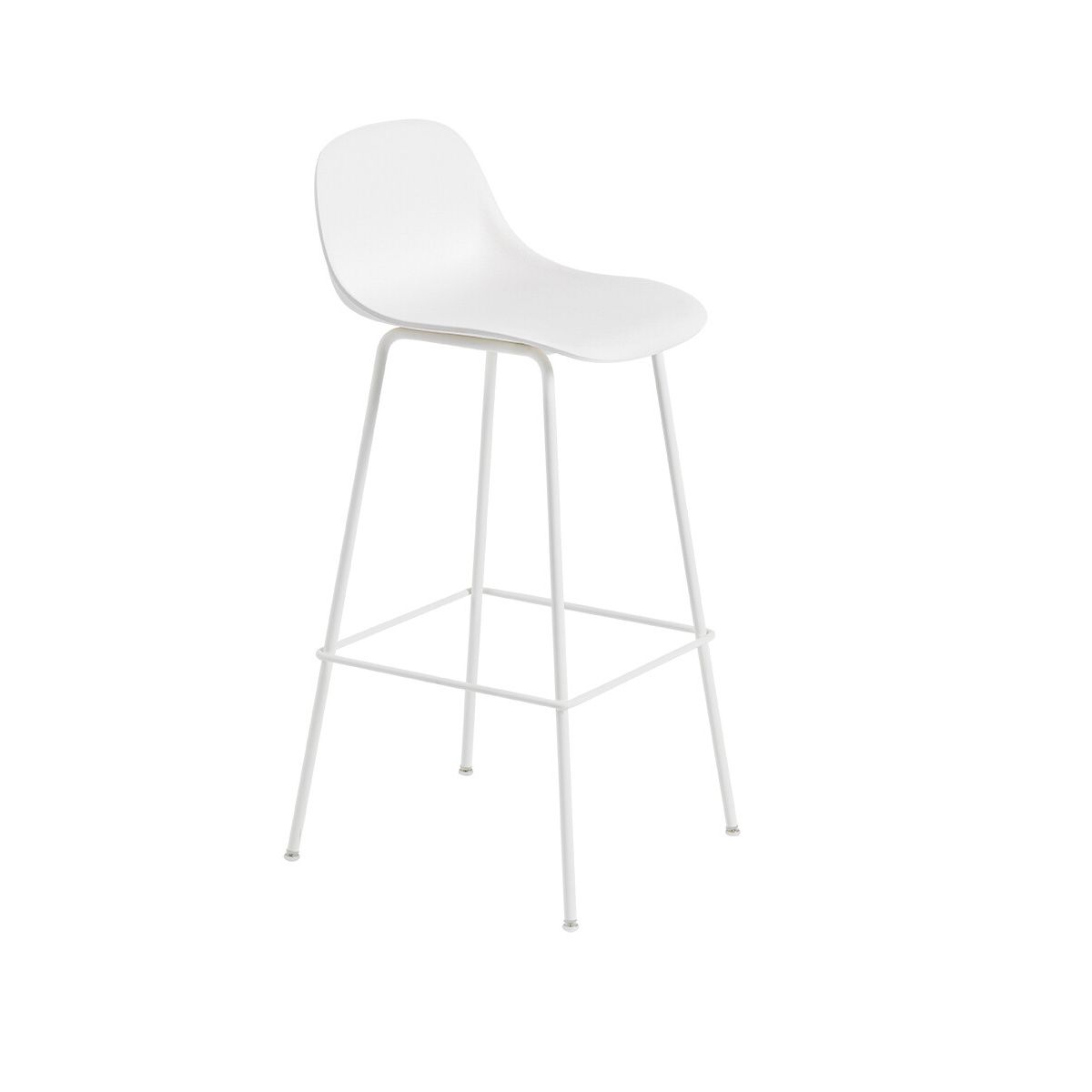 Fiber Barstool tube w. back fra Muuto (Stor, Natural white/ White base)