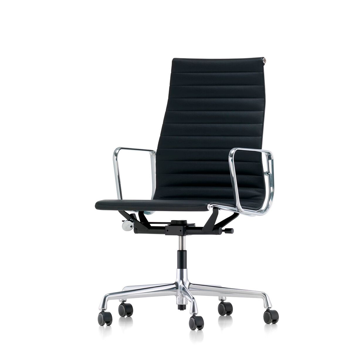 Aluminium Chair EA 119 kontorstol, sort læder fra Vitra