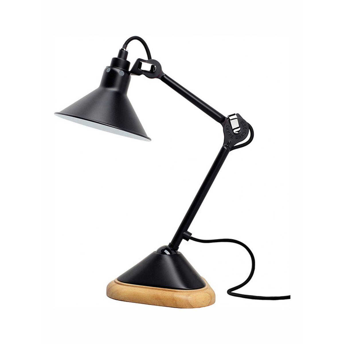 Nr. 207 bordlampe fra Lampe Gras (Sort stel, Sort / conic skærm)