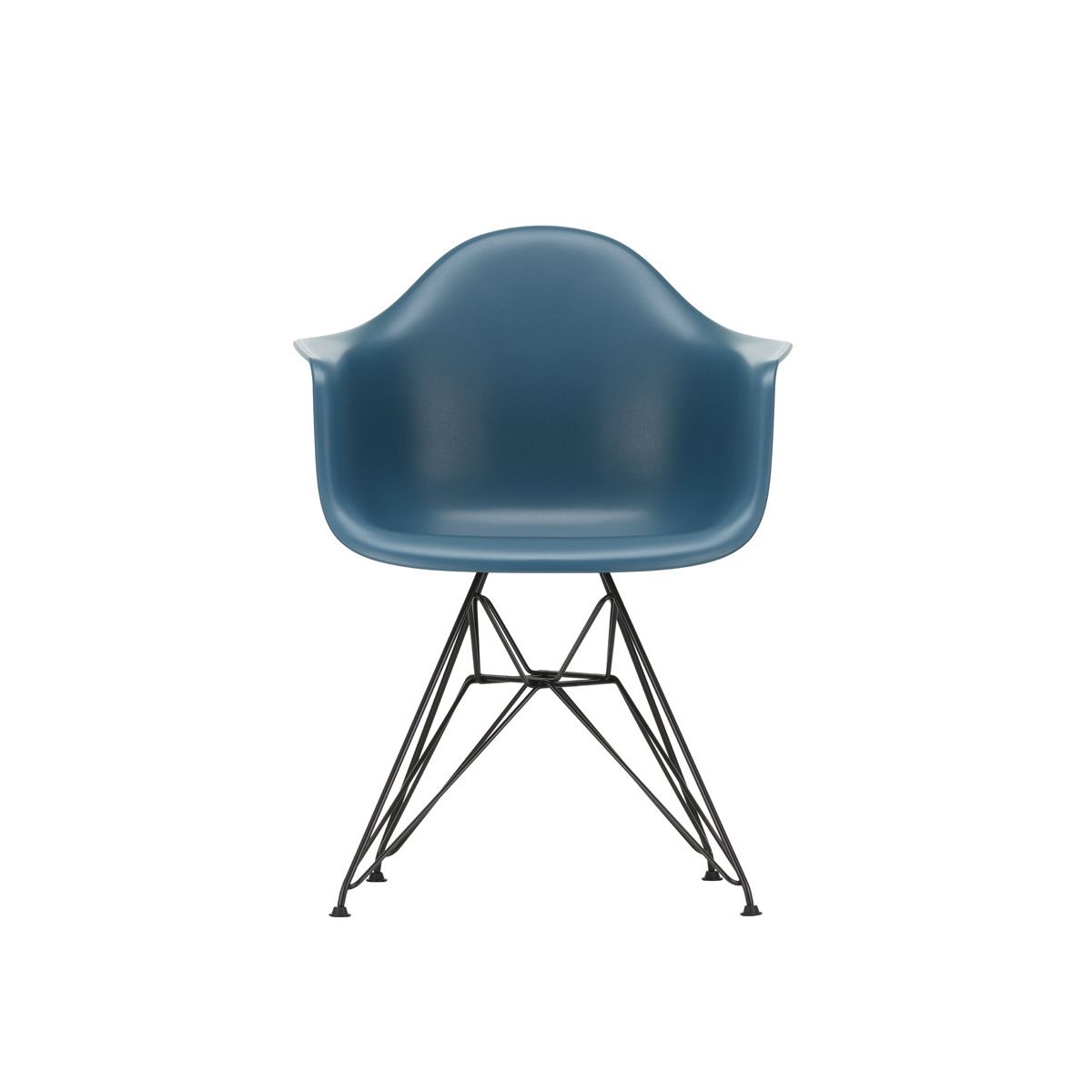 Eames Plastic Armchair DAR, sort pulverlakering fra Vitra (Sea blue)