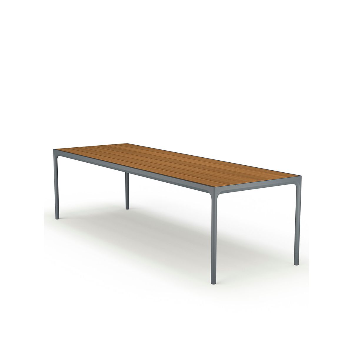 Four Table 270 x 90 cm fra Houe (Grå aluminium stel / bambus bordplade)