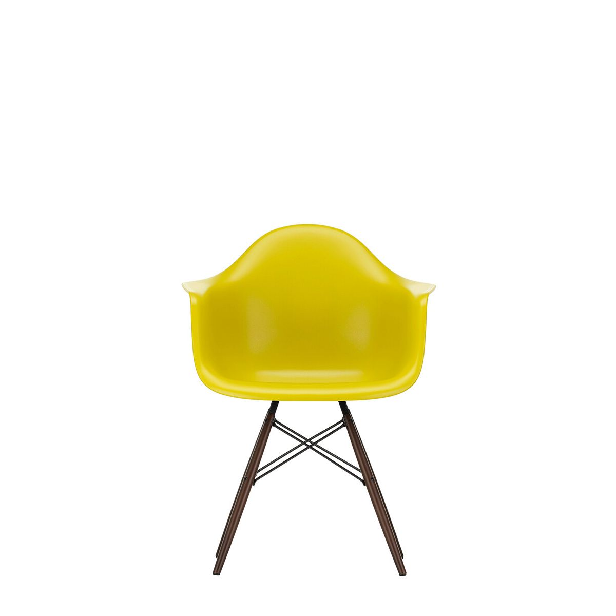 Eames Plastic Armchair DAW, mørkbejdset ahorntræ fra Vitra (Mustard)