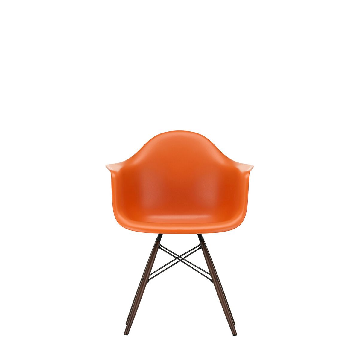 Eames Plastic Armchair DAW, mørkbejdset ahorntræ fra Vitra (Rusty Orange)