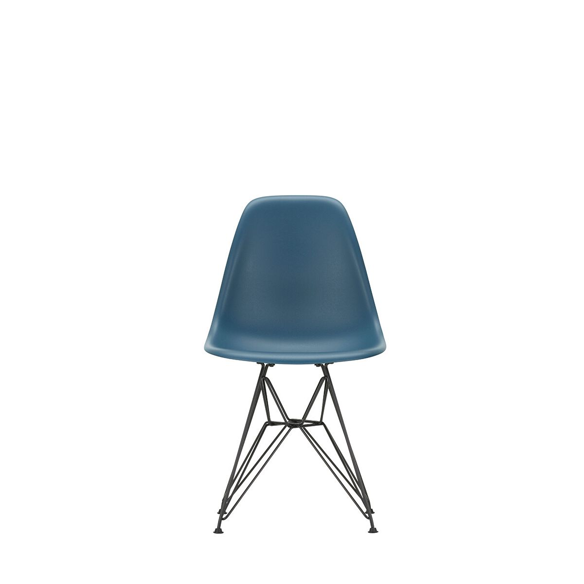 Eames Plastic Side Chair DSR, sort pulverlakeret fra Vitra (Sea blue)